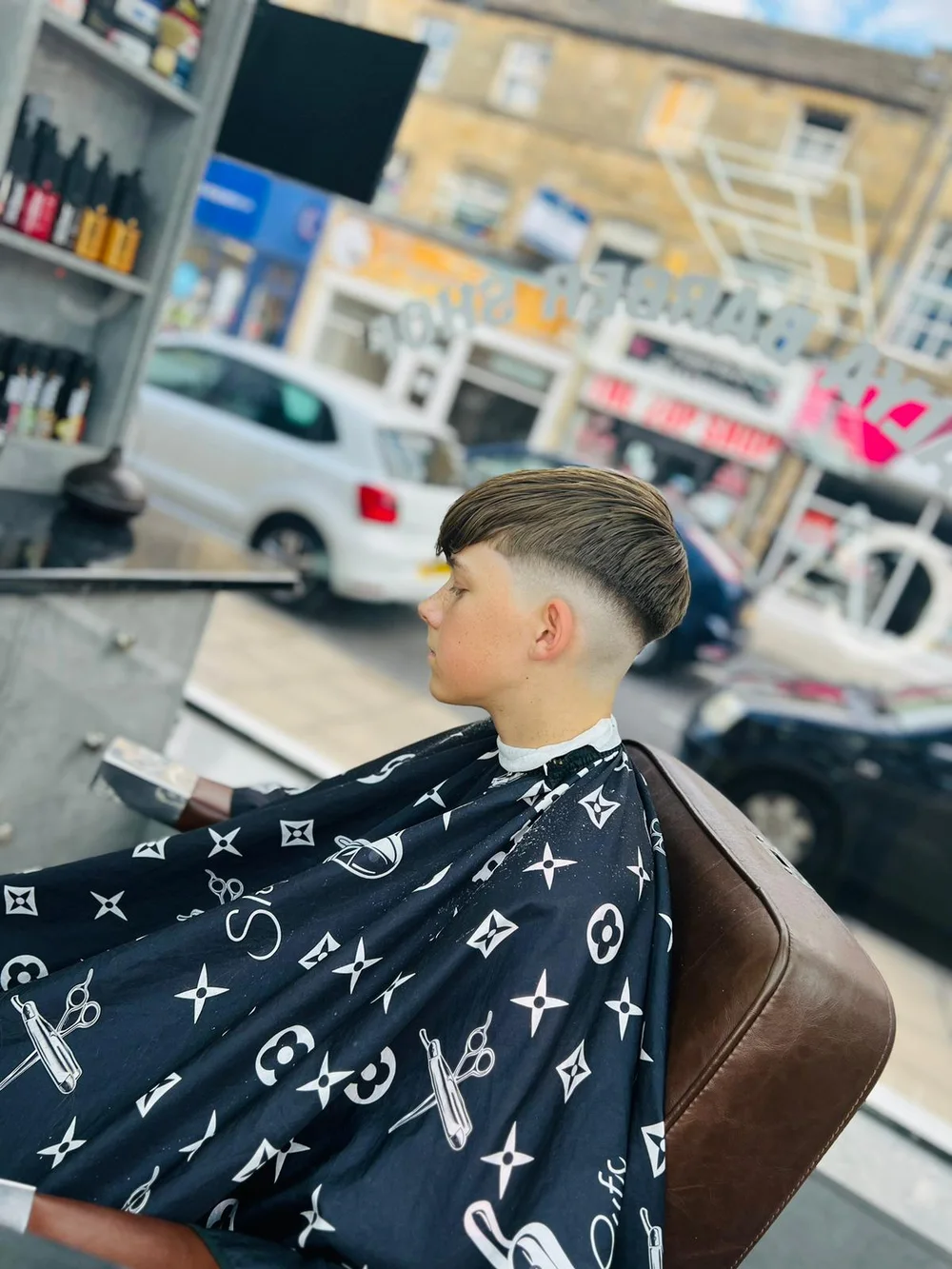 Finished haircut with a neat side fade at Antalya